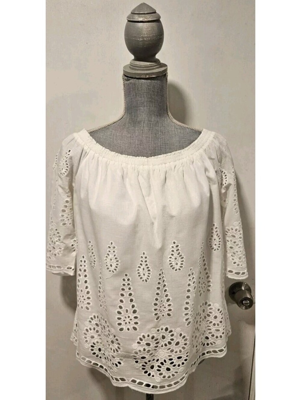 Miss Kelly 1999 Medium White Eyelet Shirt Blouse Top